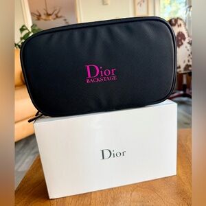 Dior Backstage Dual Compartment Pouch. Brush Slots/Interior Pink Lip, Nail, Eye